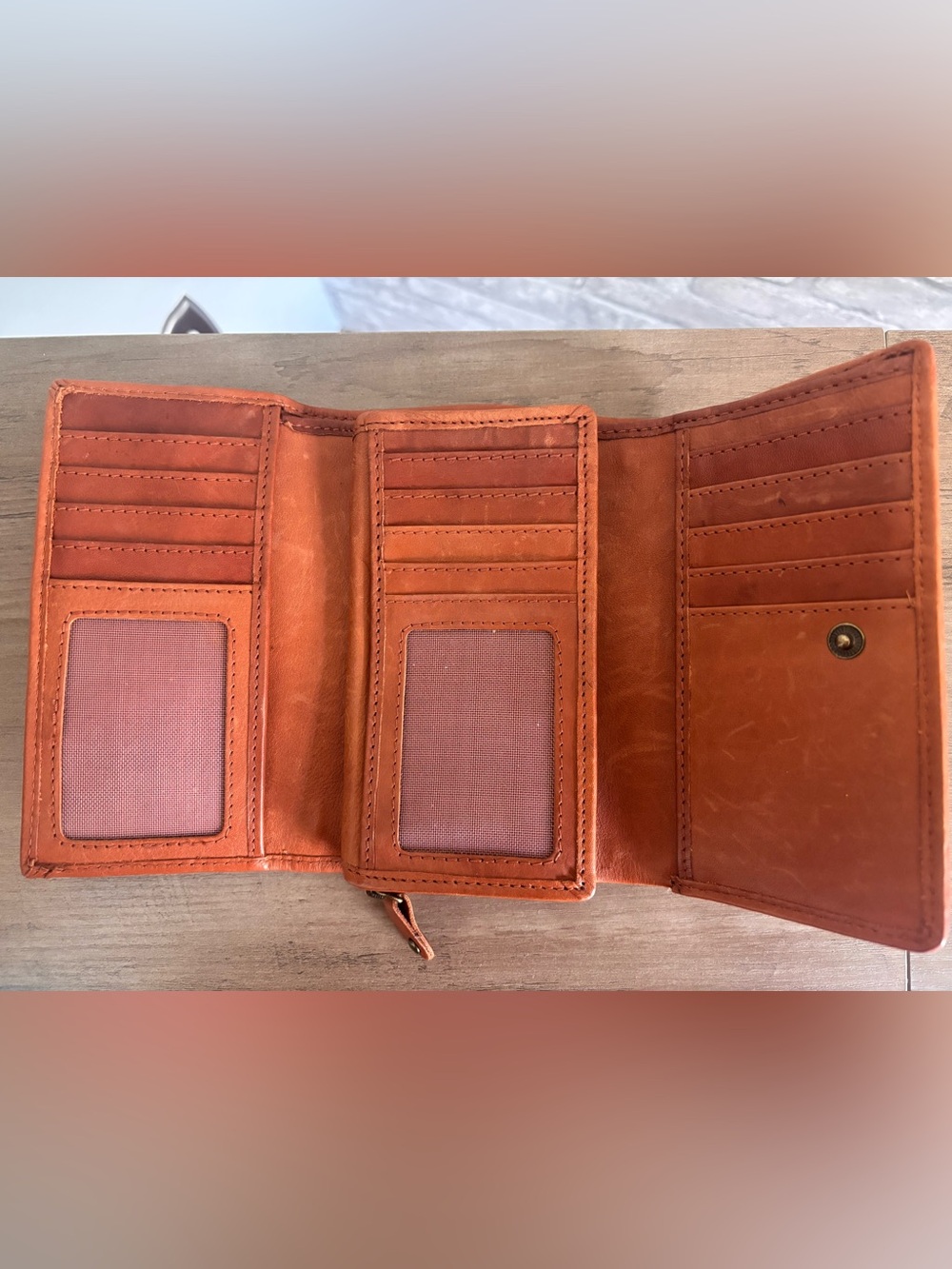 Woven Leather Clutch Wallet - Orange - Picture 6 of 7